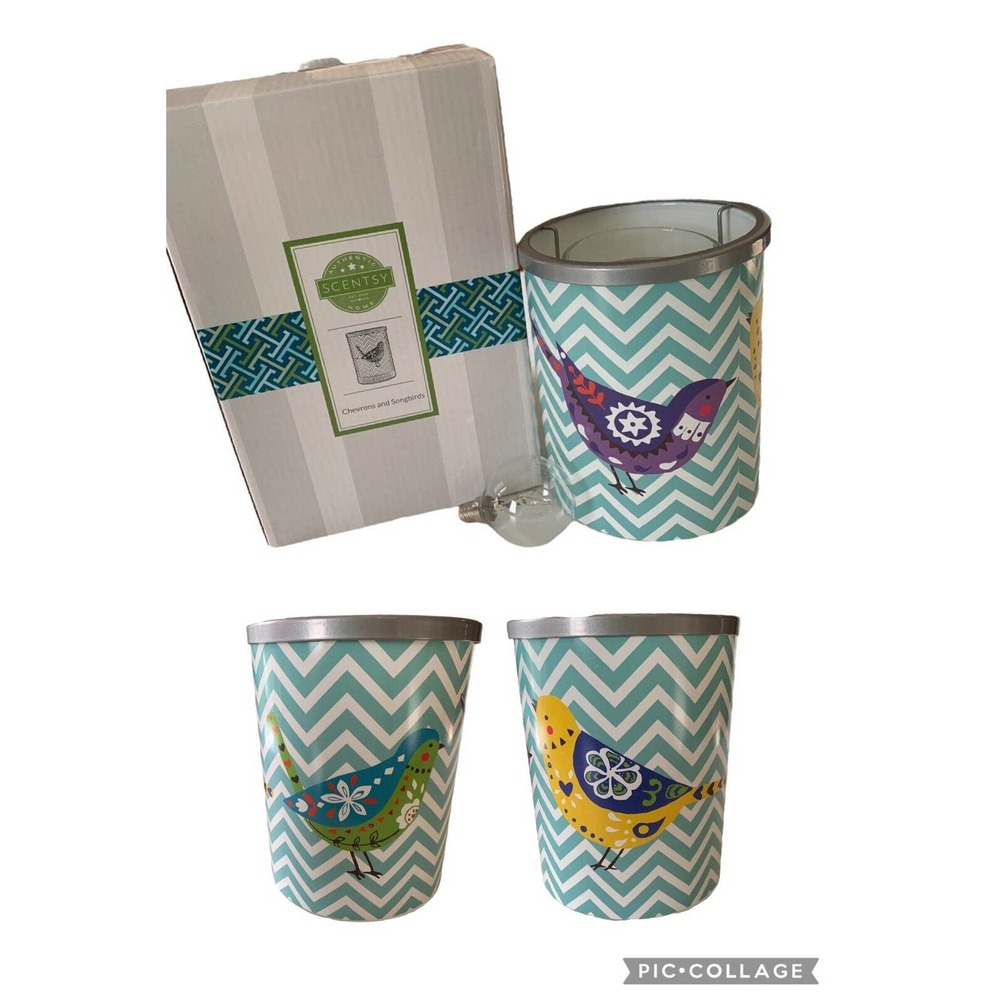 Scentsy Chevrons and Songbirds Wax Warmer, Retired EUC, No Base